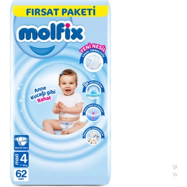 MOLFİX%20FIRSAT%20PAKET%20BEBEK%20BEZİ%20NO:4%20MAXİ%207-14%20KG%2062’Lİ