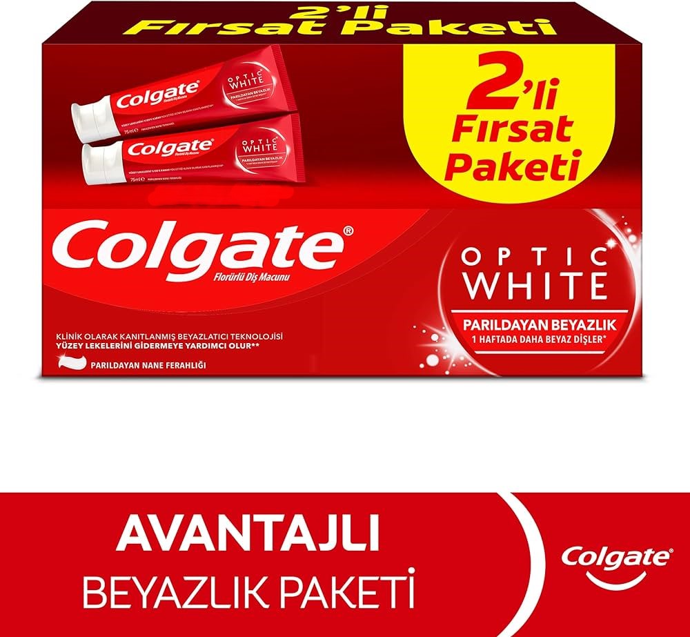 COLGATE%20OPTIC%20WHITE%20PARILDAYAN%20BEYAZLIK%20DİŞ%20MACUNU%2050+50%20ML