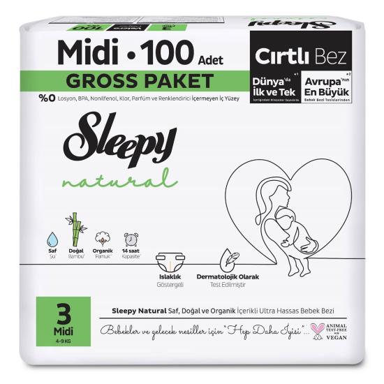 SLEEPY NATURAL GROSS PAK. MİDİ NO:3  4-9 KG 100’LÜ