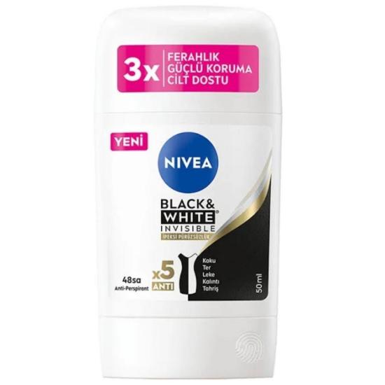 NİVEA WOMEN STICK BLACK & WHITE INVISIBLE İPEKSİ PÜRÜZSÜZLÜK 50 ML