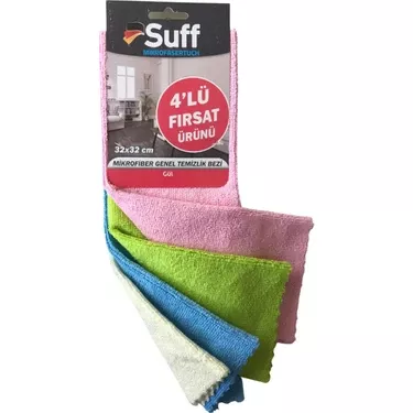 SUFF GÜL MİKROFİBER BEZ 32*32 CM 210 GR 4’LÜ